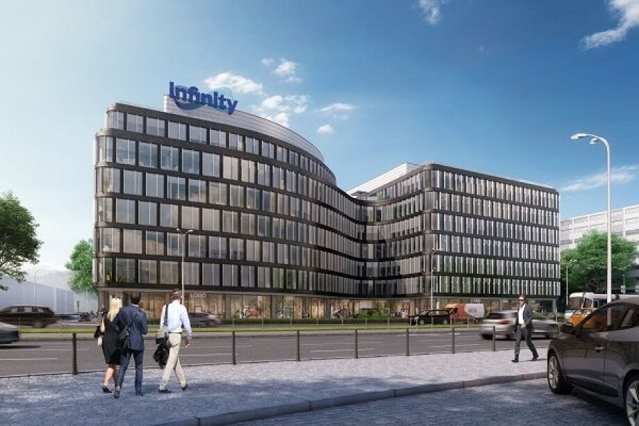 Infinity office building being built in the very center of Wrocław